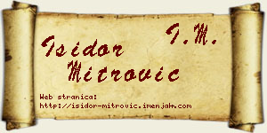Isidor Mitrović vizit kartica